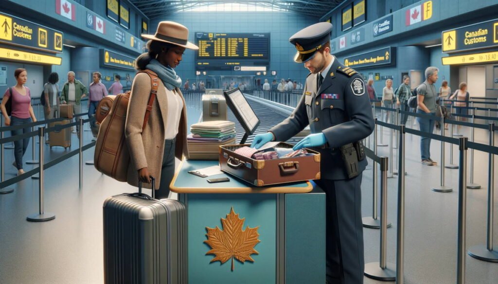 The immigration officer checking the luggage.